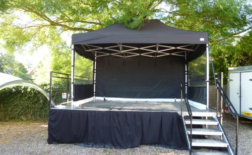 One of our Outdoor covered stages at De Montfort Hall, Leicester.